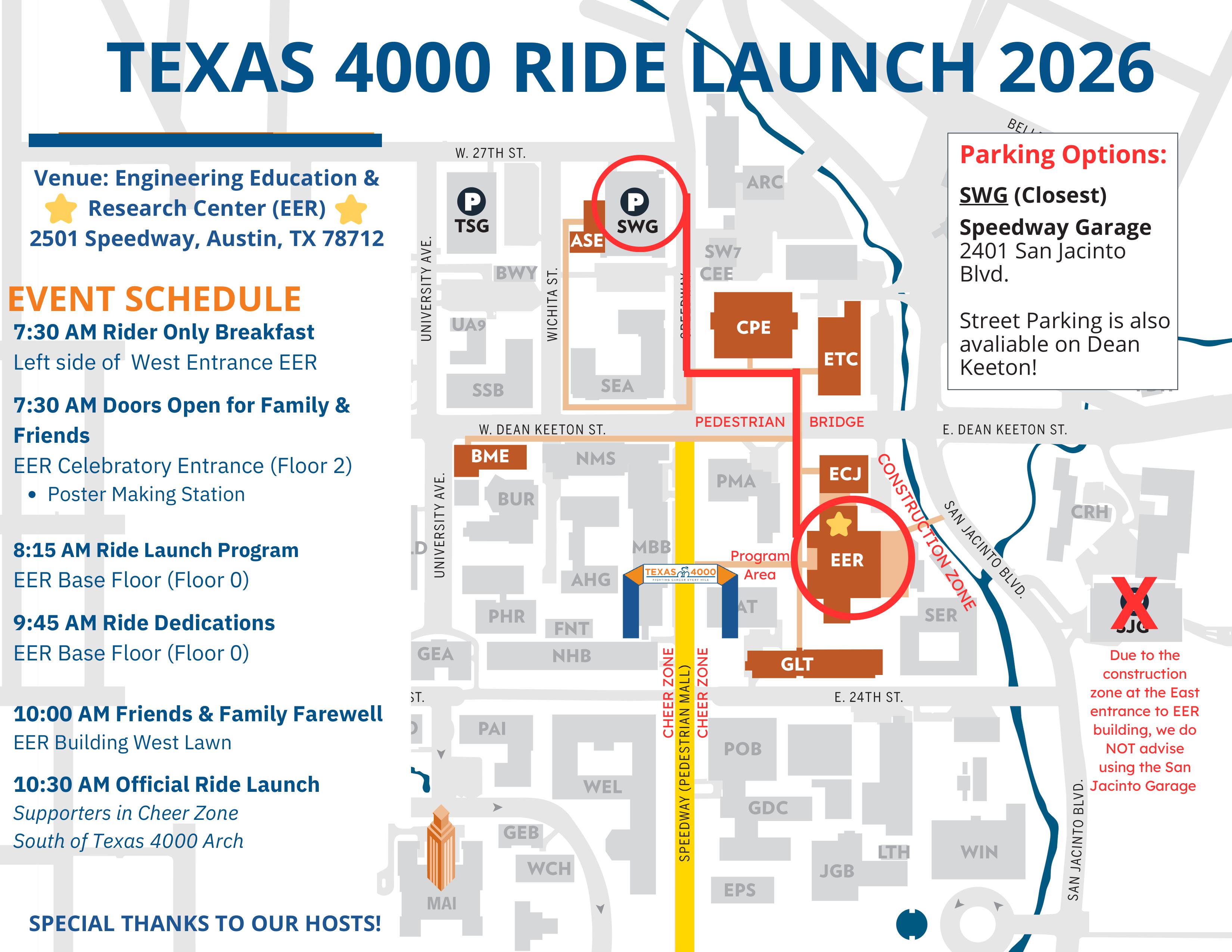 Texas 4000 Ride Launch Map